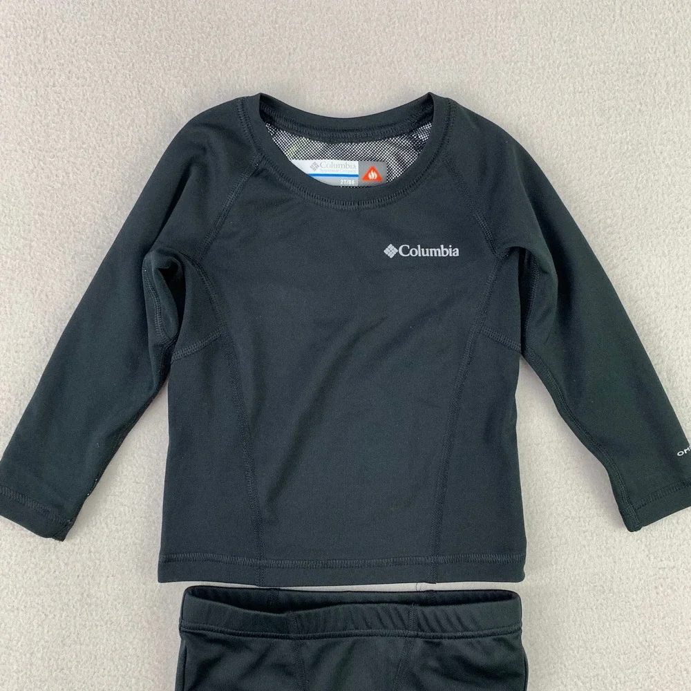 Columbia Omni-Heat Midweight Baselayer Top+Bottom Set Kids size 2T Black Thermal